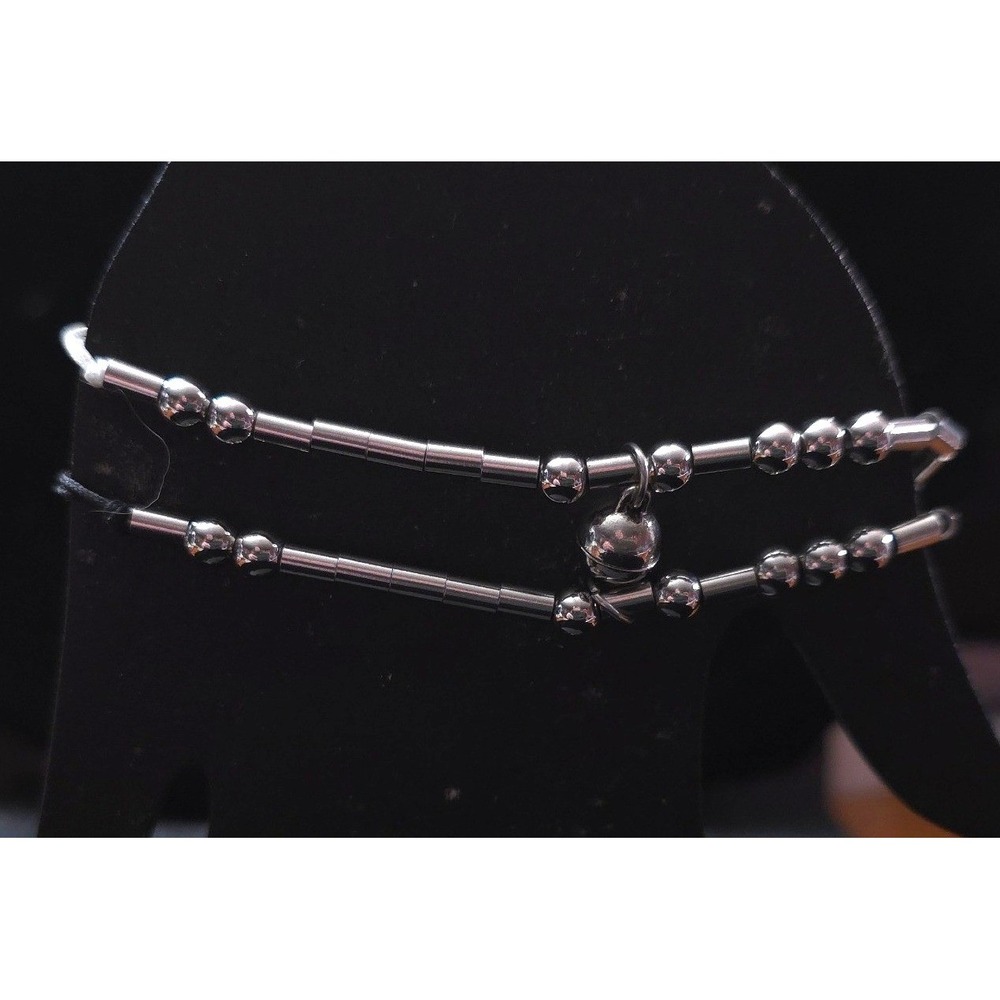 New Double 2 in 1 Bracelet‎ Magnetic Joining Clasp Adjustable Silver Tone Beaded